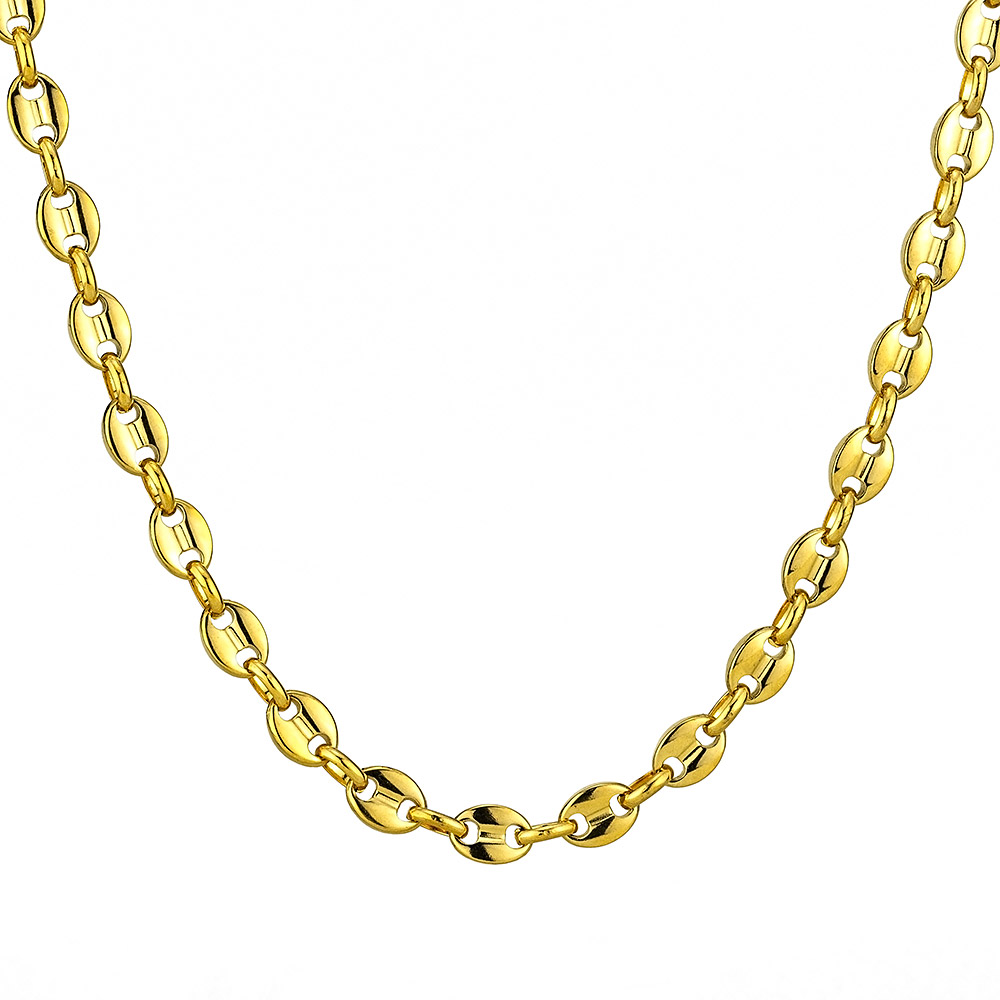 Goldsmith stainless steel puffed Gucci link chain 8mm – Gold