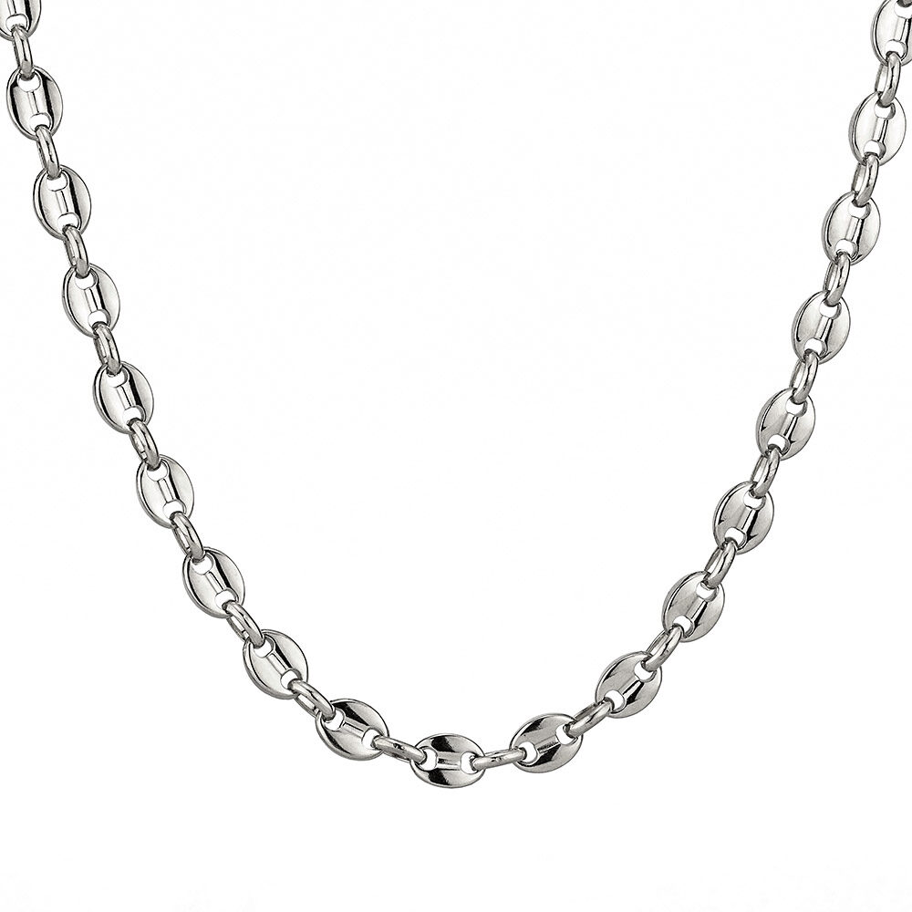 Goldsmith stainless steel puffed Gucci link chain 8mm – White Gold