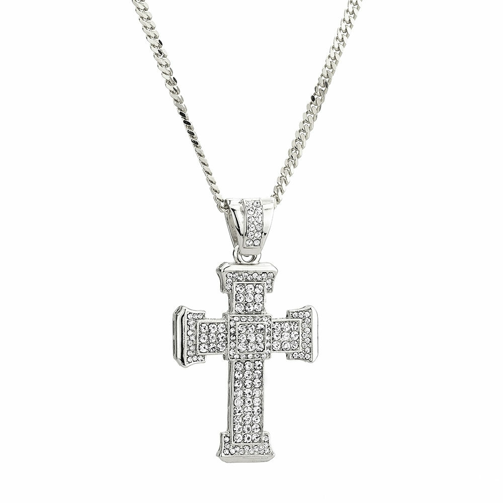 Goldsmith stainless steel BIG CROSS PIECE chain - WHITE GOLD