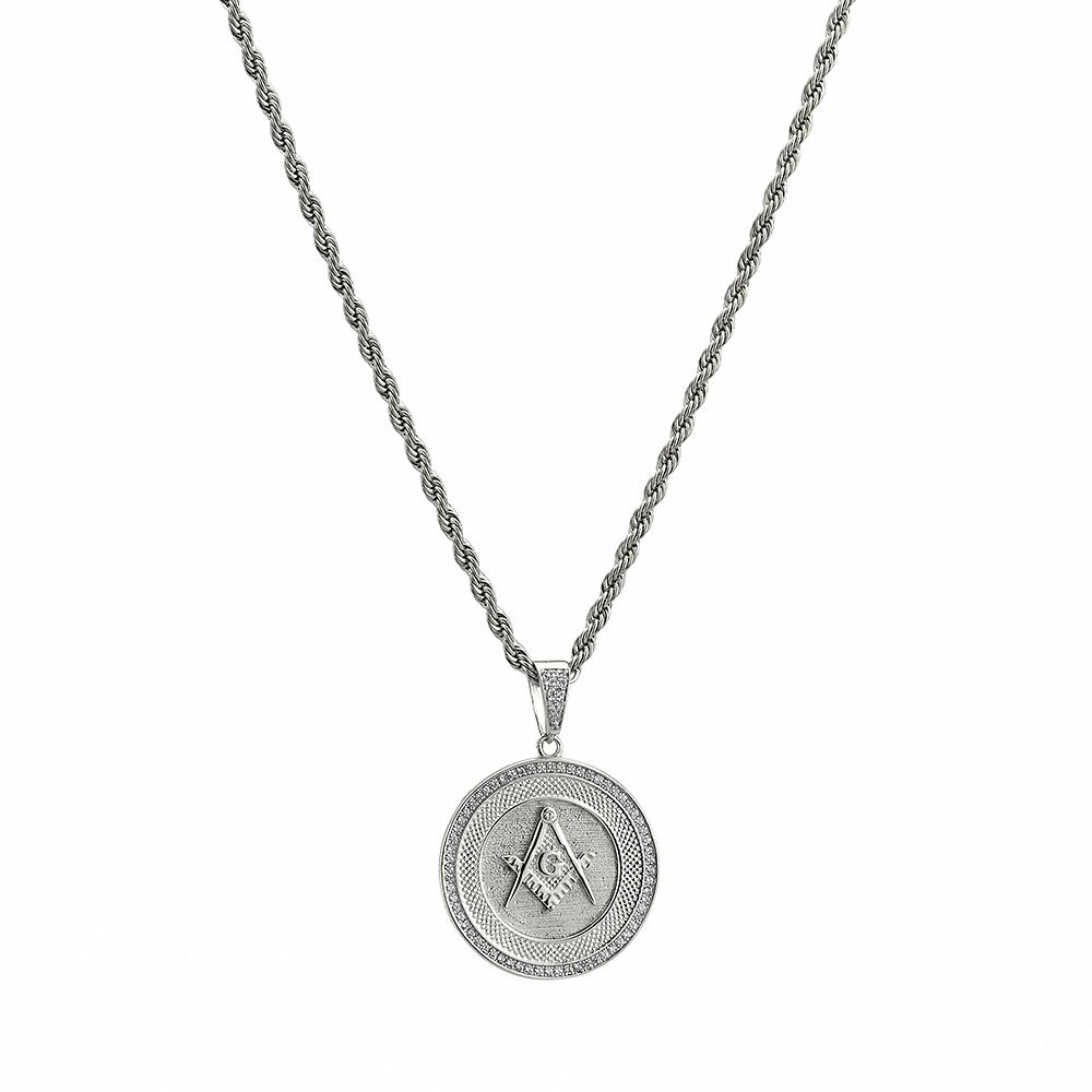 Goldsmith stainless steel CIRCLE WITH SYMBOL PIECE chain - WHITE GOLD