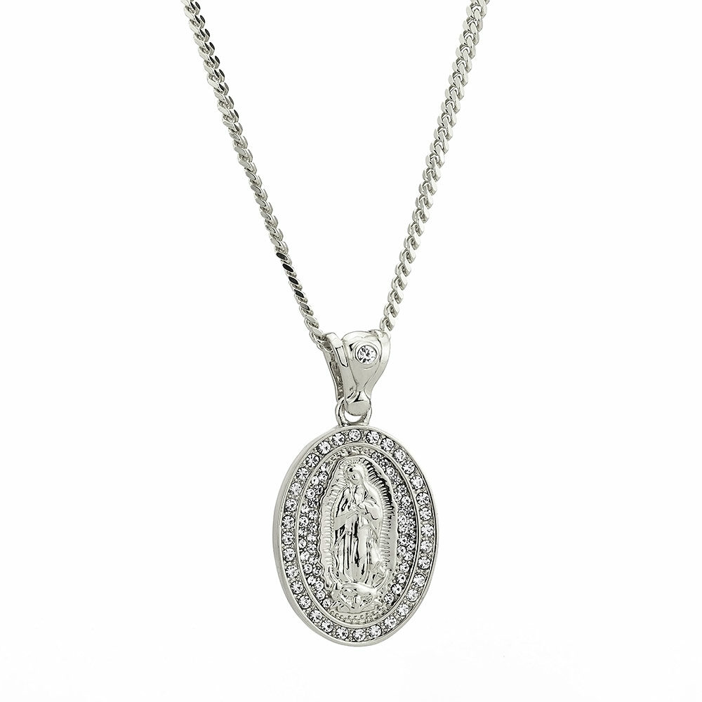 Goldsmith stainless steel HOLY MARY PIECE με αλυσίδα - WHITE GOLD