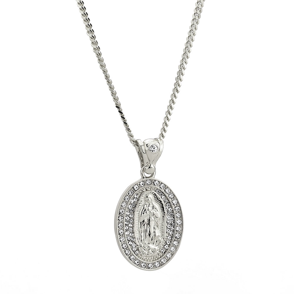 Goldsmith stainless steel HOLY MARY PIECE με αλυσίδα - WHITE GOLD
