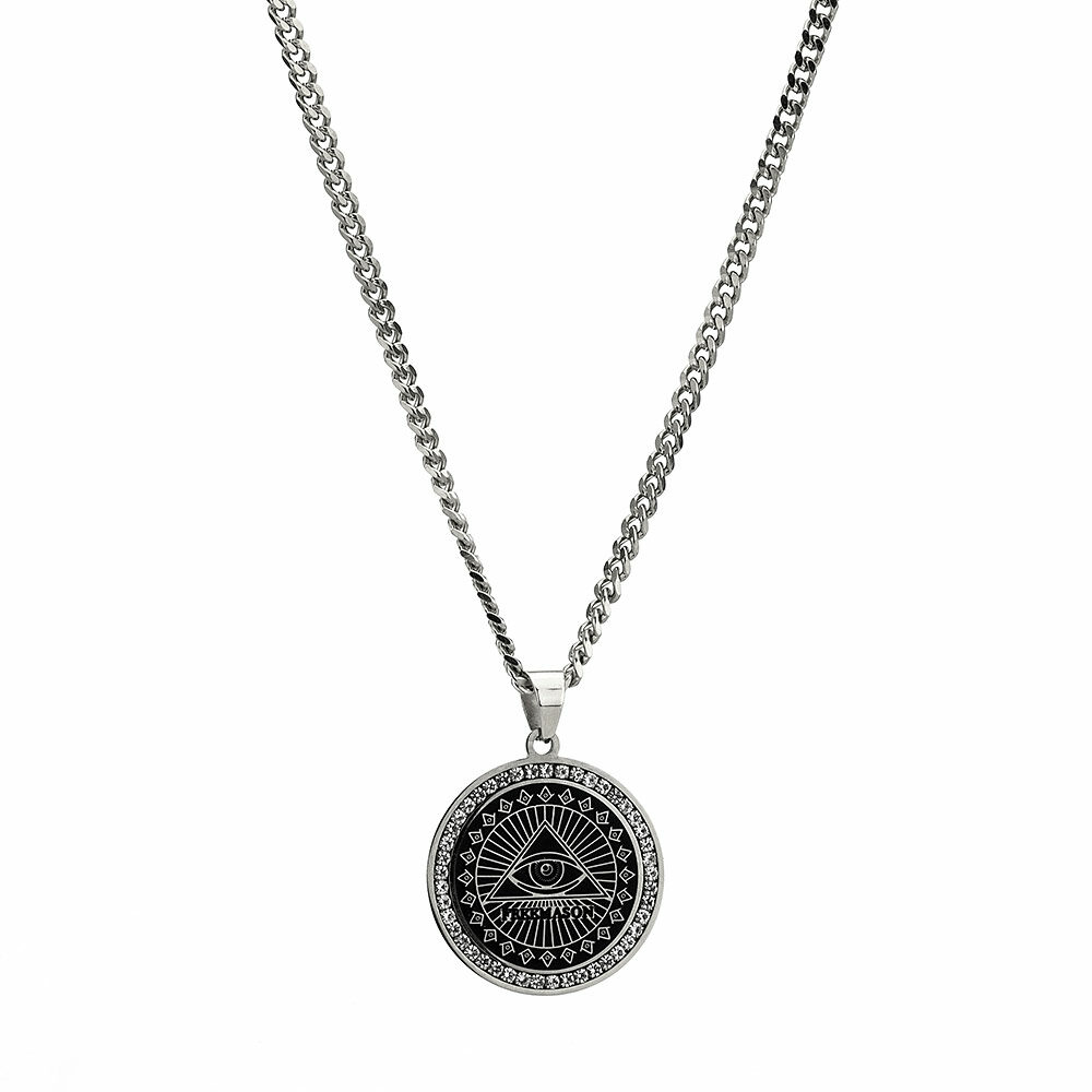 Goldsmith stainless steel THE ALL SEEING EYE PENDANT chain - WHITE GOLD